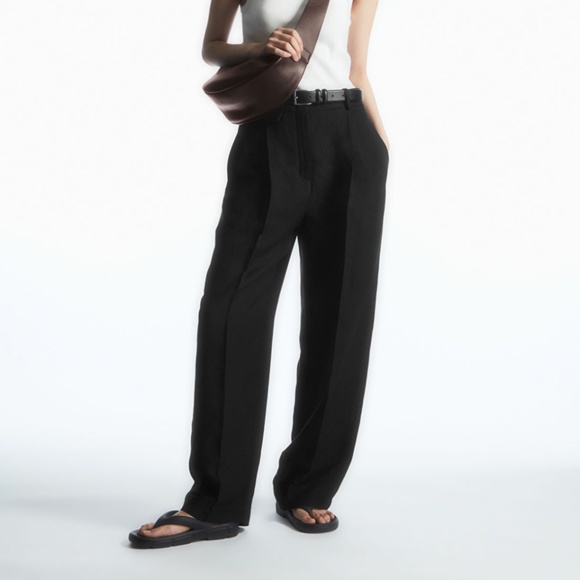 COS Wide Leg Pleated Linen-Blend Pants - Picture 2 of 9